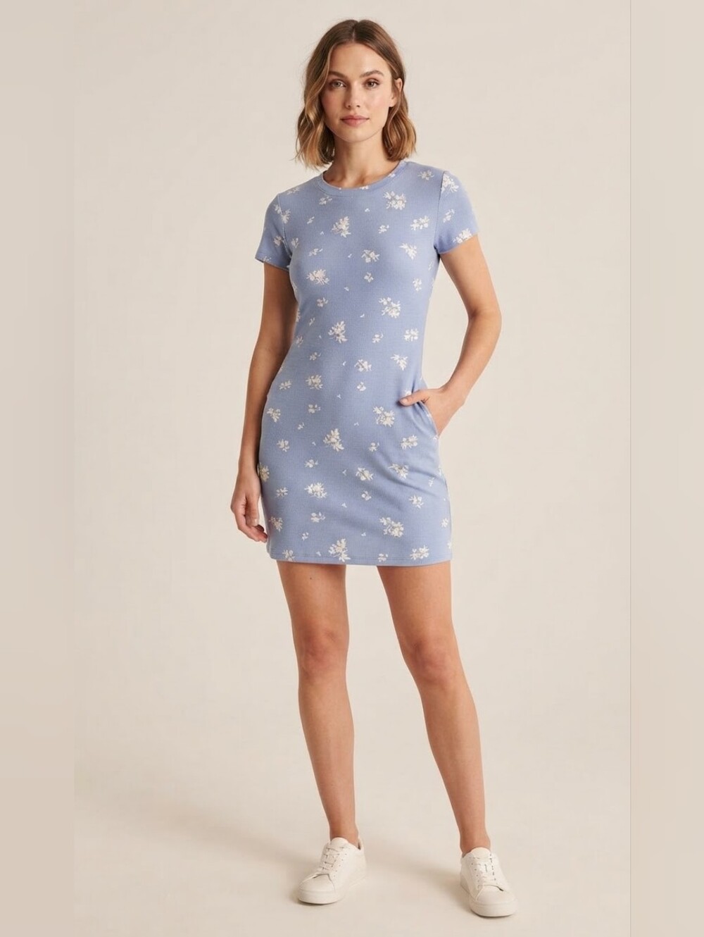 NOBO Mini Dress with White Floral Print